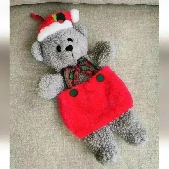 Santa’s Best Teddy Bear Christmas Stocking Hanging Plush Hand Puppet 15” Pouch - Picture 1 of 4